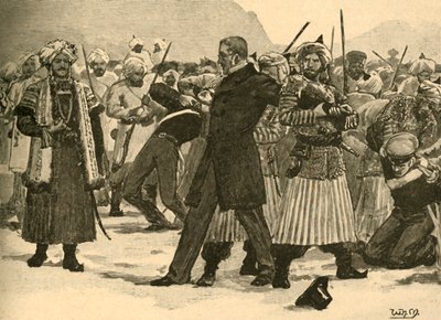 Beslagtagande av Sir William Macnaghten av Akbar Khan, Afghanistan, 1841 c1890. av Unbekannt