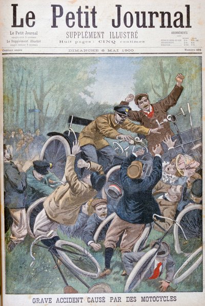 Allvarlig olycka orsakad av cyklar, Paris, 1900 av Unbekannt