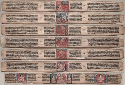 Sju blad från ett manuskript av Gandavyuha-sutra..., 1000-1100-tal. av Unbekannt