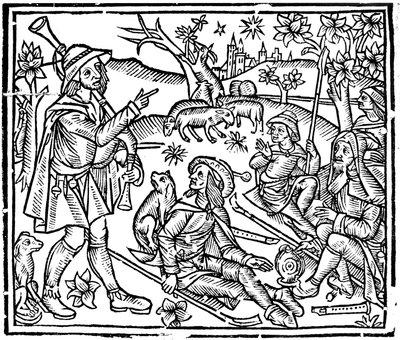 Herdar med sina flockar och hundar, tidigt 1500-tal av Unbekannt