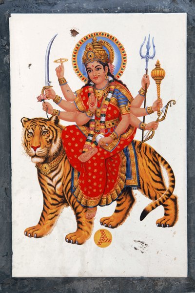 Sherawali och Jagdamba. Fox i norra Indien sjunger i pris av hennes Jai Mata Di, hon är samma Durga eller Shakti. av Unbekannt