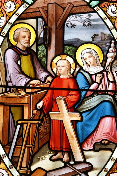 Vår fru av la Salettes helgedom Fönster i målat glas Jesus i sin fars verkstad, La Salette, Frankrike av Unbekannt