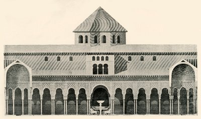 Side Elevation of the Court of the Lions and Fountain, 1800-talet, 1907. av Unbekannt