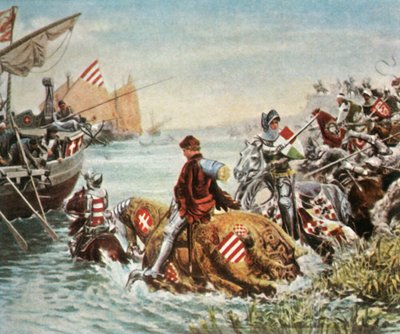 Sigismund räddas efter slaget vid Nicopolis, 1396, 1936. av Unbekannt