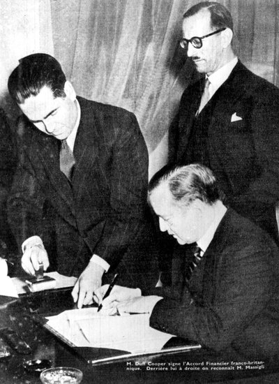 Undertecknande av finansiell överenskommelse mellan Storbritannien och de fria fransmännen, Alger, 8 februari 1944 av Unbekannt