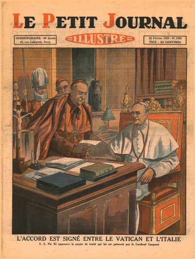 Undertecknande av avtalet mellan Vatikanen och Italien, 1929. av Unbekannt