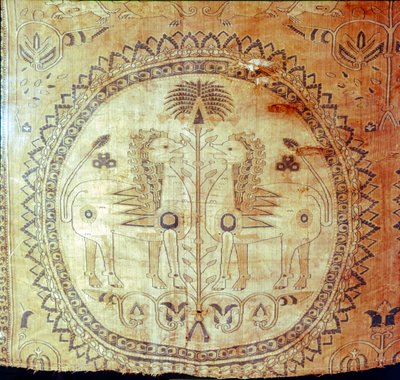 Sidentyg med lejon och palmer, Buk Kham-regionen, Centralasien, 800-900-talet av Unbekannt
