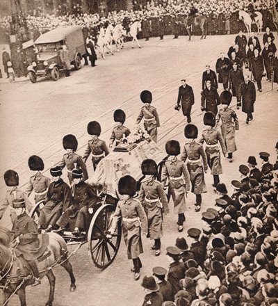 Enkel majestät: King Georges kista, täckt av Royal Standard, 1936 av Unbekannt