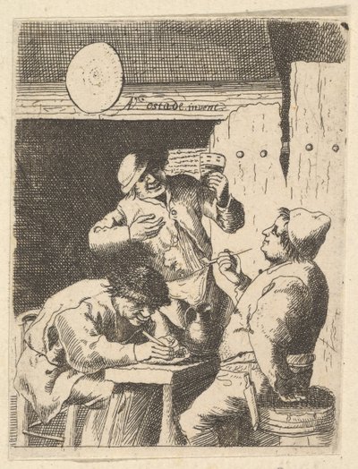 Sångare som står mellan två rökare, 1610-85. av Unbekannt