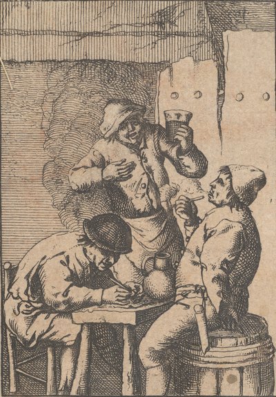 Sångare som står mellan två rökare, 1610-85. av Unbekannt