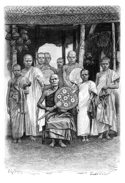 Singhalesiska buddhistiska präster, Sri Lanka, 1895 av Unbekannt