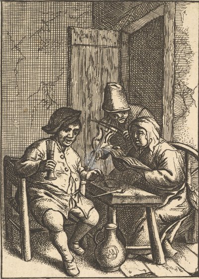 Sjungande par och violin, 1610-85. av Unbekannt