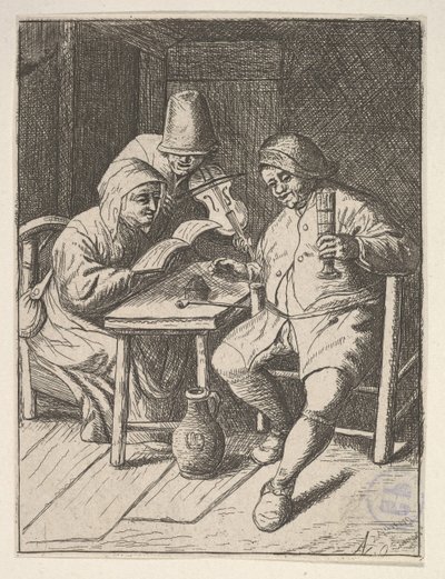 Sångpar och violin, 1610-85. av Unbekannt
