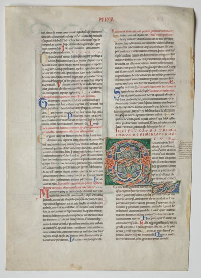 Enkelt blad från ett dekret av Gratianus: Dekorerade initialer av en man som hade en son, c1160-1165 av Unbekannt