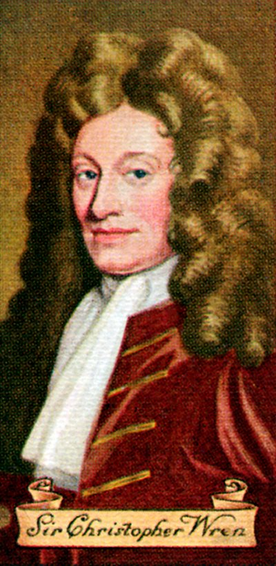Sir Christopher Wren, hämtat från en serie cigarettkort, 1935 av Unbekannt