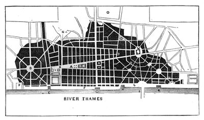 Sir Christopher Wrens planerar att återuppbygga London efter den stora branden 1666 c1902 av Unbekannt