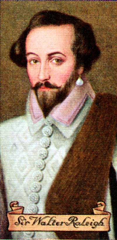 Sir Walter Raleigh, hämtat från en serie cigarettkort, 1935 av Unbekannt