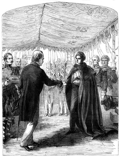 Sir Walter Scott presenterar St Andrews kors till kung George IV, 1822 av Unbekannt