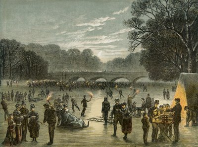 Skridskoåkning på Serpentine i Hyde Park, London, c1850 av Unbekannt