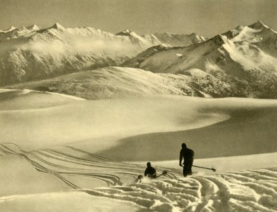 Skidåkning på Gerlosplatån, Österrike, c1935. av Unbekannt