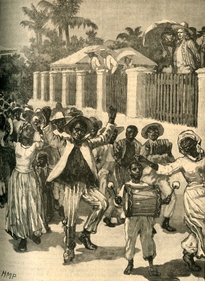 Slaveriets frigörelsefestival i Barbados, c1834 c1890. av Unbekannt