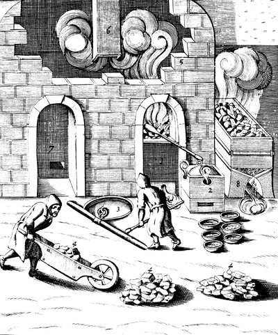 Smältning av koppar, 1683 av Unbekannt