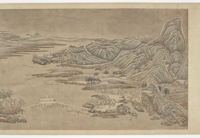Snöröjning på berg och floder, efter Wang Wei, 1500-1600-talet. av Unbekannt