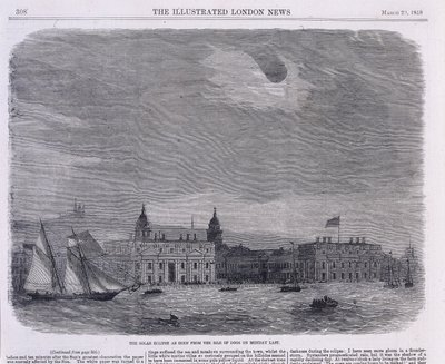 Solförmörkelse sett över Royal Observatory, Greenwich, 1858 av Unbekannt