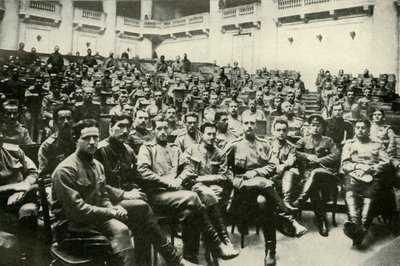 Soldatdelegater från de ryska arméerna vid Douma, 1919. av Unbekannt
