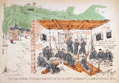 Soldater inne i en byggnad under ett bombardemang, fransk-preussiska kriget, december 1870 av Unbekannt
