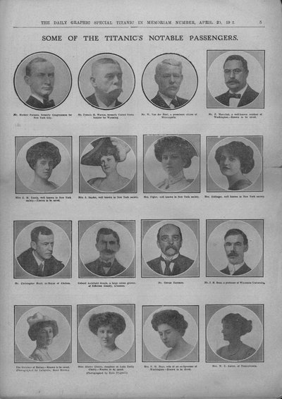 Några av Titanics Notable Passengers, 20 april 1912. av Unbekannt