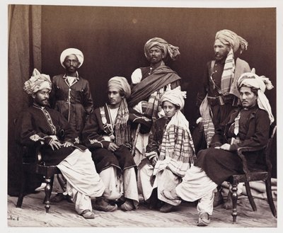 Sons of Nowroz Khan med skötare, c 1878 av Unbekannt