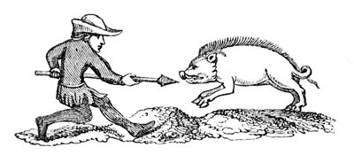 Spearing a Boar, 1300-talet, 1833 av Unbekannt