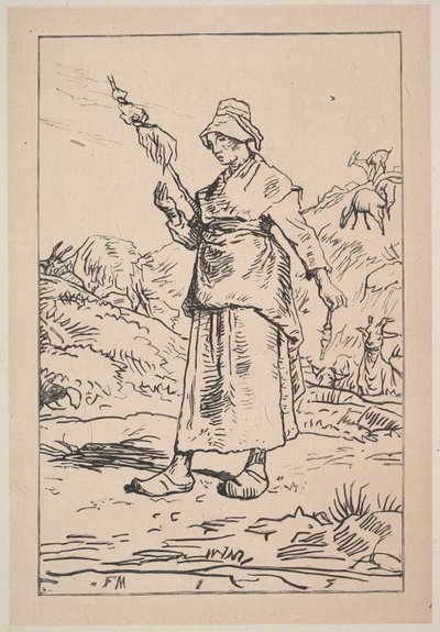Spinnare från Auvergne, 1830-99. av Unbekannt