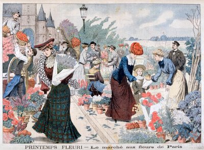 Vårblommor på en marknad, Paris, 1903 av Unbekannt