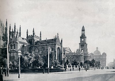 St. Andrews Cathedral, Sydney Town Hall och Market Buildings, c1900. av Unbekannt