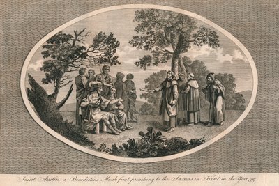 St Augustine, en benediktinermunk, predikade första gången för sachsarna i Kent, 597 1793 av Unbekannt