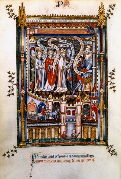 St Denis, St Rusticus och St Eleutherius före Sisinnius, 1317 av Unbekannt