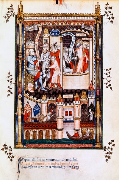 St Denis, St Rusticus och St Eleutherius i fängelse, 1317 av Unbekannt