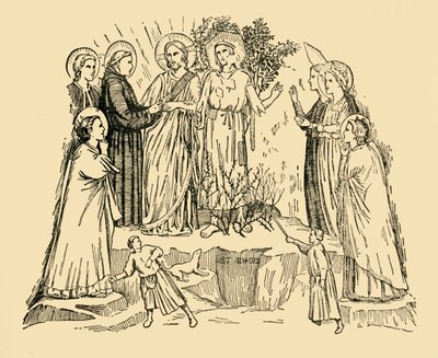 St. Franciskus av Assisi tar damen fattigdom för att vara hans brud, c1930. av Unbekannt