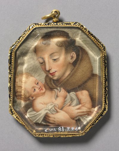 S:t Franciskus med Kristusbarnet verso, ca. 1660. av Unbekannt