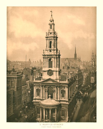 St Mary-le-Strand, Utsikt från väster, mitten av slutet av 1800-talet. av Unbekannt