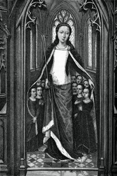 St Ursula och de heliga jungfrurna, från Relikvieriet i St Ursula, 1489, 1870 av Unbekannt