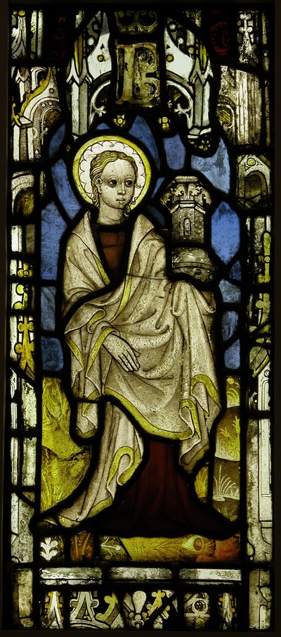 Målat glaspanel med St. Barbara, British, ca. 1450. av Unbekannt