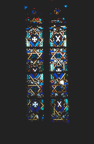 Davidsstjärna i kyrkfönstret i målat glas, Barcelona, Spanien av Unbekannt