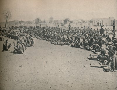Svältande infödda kommer in för statlig hjälp i Bulawayo, c1900. av Unbekannt