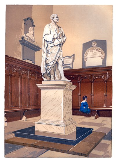 Staty av Sir Isaac Newton i kapellet vid Trinity College, Cambridge, c1850 av Unbekannt