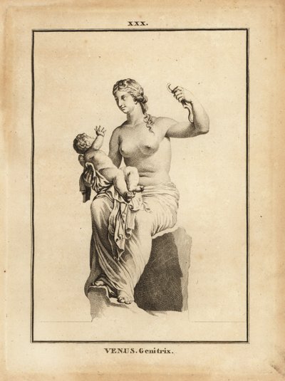 Staty av Venus Genetrix, romersk gudinna av kärlek, skönhet, sex och fertilitet, som mamma med barnet Eros av Unbekannt