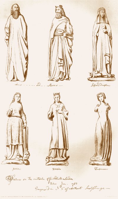 Statyer på utsidan av Guild Hall, 1783, 1886 av Unbekannt