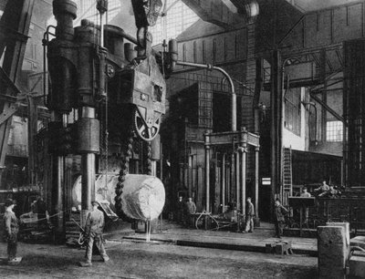 Stålproduktion, Kruppfabriken, Essen, Tyskland, första världskriget, 1917 av Unbekannt